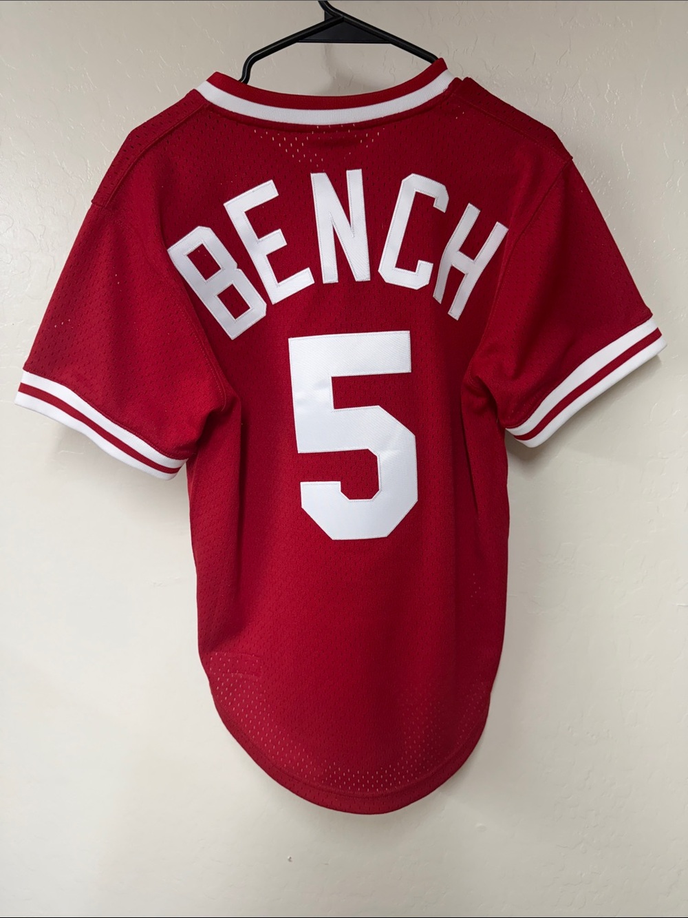 Mitchell & Ness Red Johnny BENCH #5 Stitched Baseball Jersey Brand New